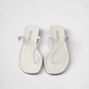 NWOT Prada White Leather Thong Sandals